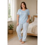 Vesperia Kadın Büyük Beden Battal Boy %100 Pamuk Kısa Kollu Pijama Takımı