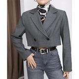 Vess Moda Kadın Crop Blazer Ceket - Antrasit