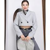 Vess Moda Kadın Crop Blazer Ceket - Gri