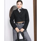 Vess Moda Kadın Crop Blazer Ceket - Siyah