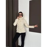 Vess Moda Kapüşonlu Dalgıç Detay Rüzgar Geçirmez Slim Fit Şişme Mont Krem - 36