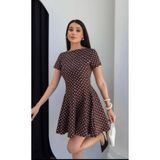 VESS MODA Pauntiyeli ZR Model Kısa Kollu Mini Elbise Kahve