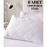 Vessino Home 6'lı Kapitoneli Yastık Koruyucu %100 Pamuk Fermuarlı Kapitone Yastık Alezi Yastık Kılıfı Beyaz - 50 x 70 cm
