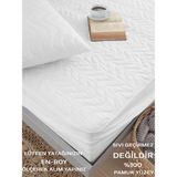 Vessino Home Kapitone Full Kenar Fitted %100 Pamuk Yatak Koruyucu Alez Penye Lastikli Çarşaf Yatak Koruyucu - 150 x 200 cm - Beyaz
