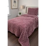 Vessino Home Orion Wellsoft Tek Kişilik Yatak Örtüsü Seti (180×235 cm + 1 Yastık Kılıfı) | Yumuşak ve Sıcak, Lüks Tasarım, Oeko-Tex Belgeli, Kışlık Battaniye Alternatifi - Gül Kurusu - 180 x 235 cm