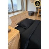 VESSİNOHOME Imperial Series Çizgili Pamuklu Saten Tek Kişilik Nevresim Takımı Lastikli Çarşaflı Otel Lux