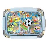 Vest BES0004 Futbol Desenli Şeffaf Kapaklı 3 Bölmeli 710 ml Çelik Beslenme Kabı