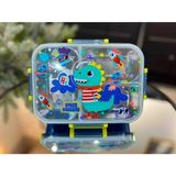 Vest BES0011 Dinozor Desenli Şeffaf Kapaklı 3 Bölmeli 800 ml Çelik Beslenme Kabı - 1 Adet - Karma
