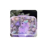 Vest BES0019 Mor Dino Desenli Şeffaf Kapaklı 3 Bölmeli 800 ml Çelik Beslenme Kabı
