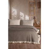 Vesta %100 Pamuklu Fırfırlı Çift Kişilik Pike-Yatak Örtüsü 200x230 cm Kahverengi