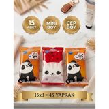Vesta Concept 15X3 Paket 45 Yaprak Mini Islak Mendil - Hayvan Figürlü Cep Boy Islak Havlu