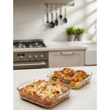 Vesta Concept 2’li Kare Borcam Fırın Tepsisi – Isıya Dayanıklı, Şık Tasarım, 2'li Set - 27 cm - Şeffaf