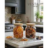 Vesta Concept Hava Geçirmez Doğal Bambu Kapaklı Cam Kavanoz - Ikili Çok Amaçlı Kavanoz Seti - 750 ml - Şeffaf - Açık Kahverengi - 2 Adet