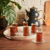 Vesta Concept Lav Odin 12 Parça Cam Çay Seti – 6 Kişilik Bardak & Tabak Takımı - Şeffaf - 170 ml