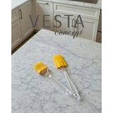 Vesta Concept Şeffaf Saplı Silikon Fırça ve Spatula Seti - 2 Parça Isıya Dayanıklı Mutfak Hazırlık Seti - 2'li Set