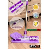 VestareX (GARANTİLİ)1 Yedek Bezli Yer Mopu Duvar Fayans Cam Temizlik Mikrofiber 4 Mandallı Mop(MOR)