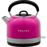 Vestel 1,7 lt Retro Pembe Su Isıtıcı Paslanmaz Çelik Malzeme ile Hızlı Isıtma ve Otomatik Kapanma