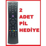 Vestel 22PF5021B TV Kumandası seg REGAL HI LEVEL 4K SMART LED TV KUMANDA + 2 PİL Mor Tuş Büyük
