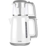 Vestel Sefa 2000 B Çay Makinesi – 1,9 L Su Isıtıcı, 0,9 L Cam Demlik, Beyaz Gövde, Çift Demlik ve Otomatik Kapanma Özelliği