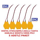 Vestel Uyumlu Faz-1 Akıllı Tahta Kablolu Soketli Bios Pili 5 Adet