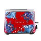 Vestel X Aslı Filinta Retro Kırmızı Çini Ekmek Kızartma Makinesi kirmizi