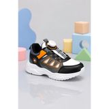VestioStore Çocuk Siyah Turuncu Akıllı Otomatik Bağcık Mekanizmalı Hafif Memory Foam Spor Ayakkabı Sneaker