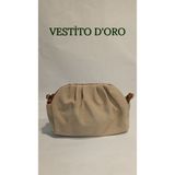 Vestito Doro Dokulu Kumaş Büzgülü Mini Omuz Çantası - Vestito D'oro - Krem
