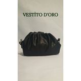Vestito Doro Yumuşak Formlu Büzgülü Pouch Omuz Çantası - Vestito D'oro - Siyah