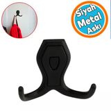 Vestiyer Mobilya Duvar Askısı Metal Dolap Elbise Askılığı Siyah Renk Askı Siyah Kapaklı