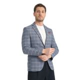 Vestore Erkek Lacivert Ekose Slim Fit Mono Yaka Spor Blazer Ceket Lacivert 56