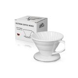VESTRON Beyaz V60 02 Dripper Seramik Kahve Demleme Ekipmanı Filtre Kahve (WHİTE CERAMİC)