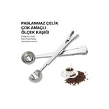 VESTRON Klipsli Kahve Ölçü Kaşığı (SS) Silver Çok Fonksiyonlu Paslanmaz Çelik Kaşık VCT