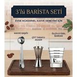 Vestron Kokteyl 3 Lü Set| Silver Çok Fonksiyonlu Paslanmaz Çelik Kaşık| 15/30 ml Çelik Jigger| Cam Ölçü Bardağı - 3 Adet