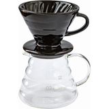 Vestron V60 Kahve Demleme Seti Black Seramik Demleme Aparatı ve Cam Coffee Karafı 600 ml