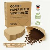 Vestron Vcw Filtre Kahve Kağıdı 1/ 4 80'li 3 Paket 240 Adet (Doğal Kahverengi) VCW - 3 Adet