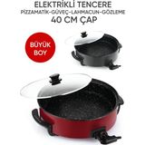 Vesus Elektrikli Tencere, Pizzamatik, Güveç, Gözleme 40 cm Çap Büyük Boy - Kırmızı