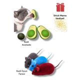 vet advice Kedi Avokado Catnipli Fare Oyuncak Set + Mini sitick Hediyeli Set - Gerçekçi fare