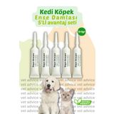 vet advice Kedi Köpek Iç Dış Deri Tüy Bakım Damlası Parazit Bitkisel 5'li Tüp Set