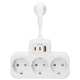 Vetech Akım Korumalı Grup Priz Duvar Tipi 3x Priz, 2x Type-C, 1x USB Port Çıkışlı Çoklu Priz (Beyaz)