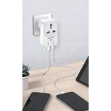 Vetech Akım Korumalı İngiliz ve Amerikan Fişlerini Türk Prizine Çevirici 1x Type-C / 1x USB Çıkışı Beyaz