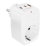Vetech Akım Korumalı Priz 1x Priz, 2x Type-C, 1x USB Port Çıkışlı Tekli (Beyaz)