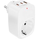 Vetech Akım Korumalı Priz 1x Priz, 2x Type-C, 1x USB Port Çıkışlı Tekli Priz - Beyaz