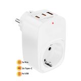 Vetech Akım Korumalı Priz 1x Priz, 2x Type-C, 1x USB Port Çıkışlı Tekli Priz