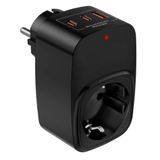 Vetech Akım Korumalı Priz 1x Priz, 2x Type-C, 1x USB Port Çıkışlı Tekli (Siyah)