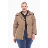 Vetre 1014 Vizon 75 cm Büyük Beden Kapitone Kadın Mont
