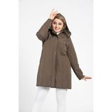 Vetre 1016 Haki 95 cm Büyük Beden Kapitone Kadın Mont