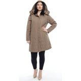 Vetre 1016 Vizon Kapitone 95 cm Büyük Beden Kadın Mont