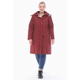 Vetre Kadın Büyük Beden Ekose 105 Cm Mevsimlik Bordo Kapitone Mont 1044