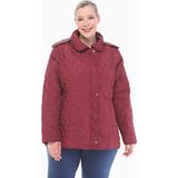 Vetre Kadın Büyük Beden Ekose 75 Cm Mevsimlik Bordo Kapitone Mont 1024 - 50
