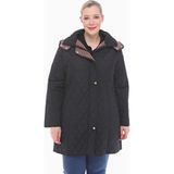 Vetre Kadın Büyük Beden Ekose 95 Cm Mevsimlik Siyah Kapitone Mont 1040 - 46 - 01-Siyah